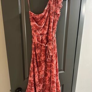 Pink One Shoulder Asymmetrical Sundress for Weddings